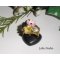 Bague bouquet de fleurs  multicolores en argile avec cristal de Swarovski sur anneau réglable