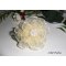 Bague originale grande fleur en organza ivoire avec perles