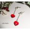 Boucles d'oreilles argent 925 chaine avec coeur en Swarovski rouge