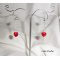 Boucles d'oreilles argent 925 chaine avec coeur en Swarovski rouge