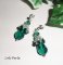 Boucles d'oreilles argent 925 tissées en cristal de Swarovski vert