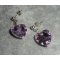 Boucles d'oreilles coeur mauve en cristal de Swarovski sur clous argent 925