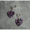 Boucles d'oreilles coeur mauve en cristal de Swarovski sur clous argent 925