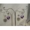 Boucles d'oreilles coeur mauve en cristal de Swarovski sur clous argent 925