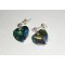 Boucles d'oreilles coeur vert en cristal de Swarovski sur clous argent 925