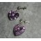 Boucles d'oreilles coeur mauve en cristal de Swarovski sur clous argent 925