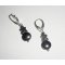 Boucles d'oreilles en pierres d'hématites forme fleur sur dormeuses en argent 925