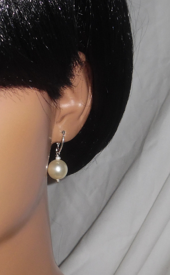 Boucles d'oreilles en perles de culture  sur dormeuses en argent 925