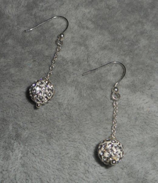 Boucles d'oreilles en argent 925 avec chaine et perles en cristal de Swarovski