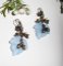 Boucles d'oreilles feuilles bleues avec petits  noeuds et petites noisettes