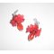 Boucles d'oreilles fleurettes rouge avec perles en cristal