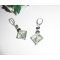 Boucles d'oreilles losange en cristal vert sur argent 925