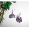Boucles d'oreilles originales fleurettesviolettes avec perles en cristal