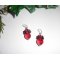 Boucles d'oreilles originales fleurettes noires avec perles en cristal rouge