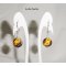 Boucles d'oreilles perle d'argile fleurie gris/jaune en argent 925