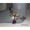 Bracelet/chaine de cheville originale avec oiseaux bronze et rose violette
