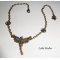 Bracelet/chaine de cheville originale avec fée et cristal bleu sur chaine bronze