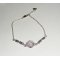 Bracelet en argent 925 avec rose d'améthyste sculptée et perles en cristal