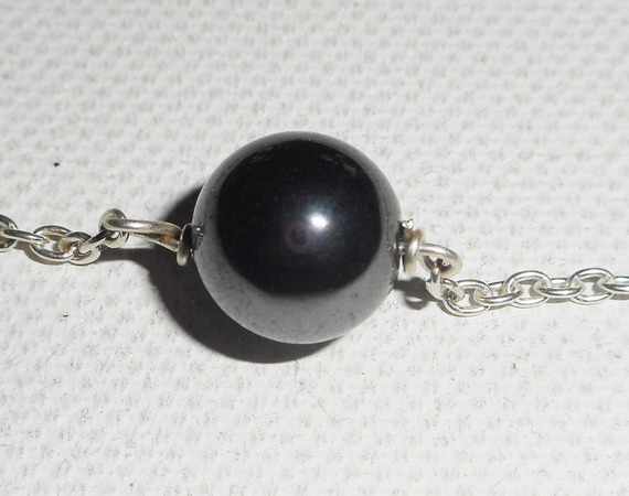 Bracelet en argent 925 avec perle d'hématite sur chaine argent