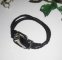 Bracelet en cuir noir  multirangs avec fermoir ceinture en acier