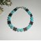 Bracelet en pierres d'hématite forme fleurs avec howlite turquoise et argent 925