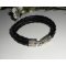 Bracelet homme cuir double rangs avec fermoir crochet