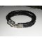 Bracelet homme cuir double rangs avec fermoir crochet