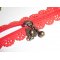 Bracelet original fermeture éclair en dentelle rouge avec éléphant bronze porte bonheur