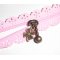 Bracelet original fermeture éclair en dentelle rose avec trèfle bronze porte bonheur