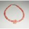Bracelet perles et rose en corail sur fermoir argent