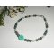 Bracelet perles et rose en gorgone vert sur fermoir argent