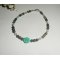 Bracelet perles et rose en gorgone vert sur fermoir argent