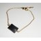 Bracelet pierre d'onyx noir sur chaine plaqué or