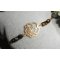 Bracelet rose en filigrane avec cristal de bohème marron sur chaine plaqué or