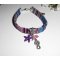 Bracelet tissus coloré avec pampilles hippocampe et étoile de mer violette