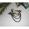 Broche avec chat siamois en émail  perles et chaine noire