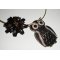 Collier original en métal soudé avec grande chouette noir,cristal et fleur