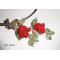 Collier original roses rouges avec strass en cristal sur tour de cou argent