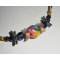 Collier perle fleurie multicolore avec perles en cristal sur cordon en coton ciré