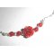 Collier rose sculptée en gorgone rouge sur chaine argent 925