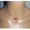 Collier rose sculptée en gorgone rouge sur chaine argent 925