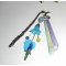 Marque pages perle fleurie avec perroquet en émail et perles bleues vertes