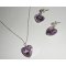 Parure Pendentif coeur mauve en cristal de Swarovski sur chaine argent 925