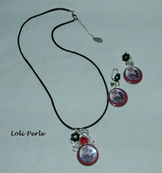 Pendentif avec perles en cristal et votre photo au choix