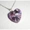 Pendentif coeur mauve en cristal de Swarovski sur chaine argent 925