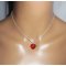 Pendentif coeur rouge en cristal de Swarovski sur  chaine argent 925