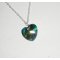 Pendentif coeur vert en cristal de Swarovski sur chaine argent 925