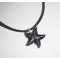 Pendentif  étoile de mer en pierre d'hématite sur cuir noir