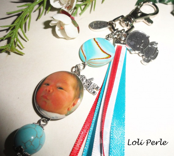 Porte clefs  naissance bleu