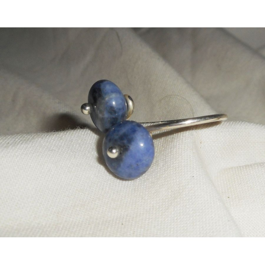 Bague originale en argent 925 avec fleurs et pierres de sodalite bleu